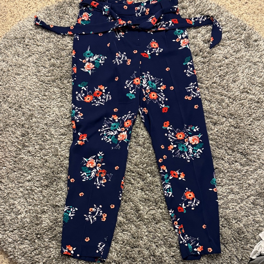 Express Navy Floral Jumpsuit